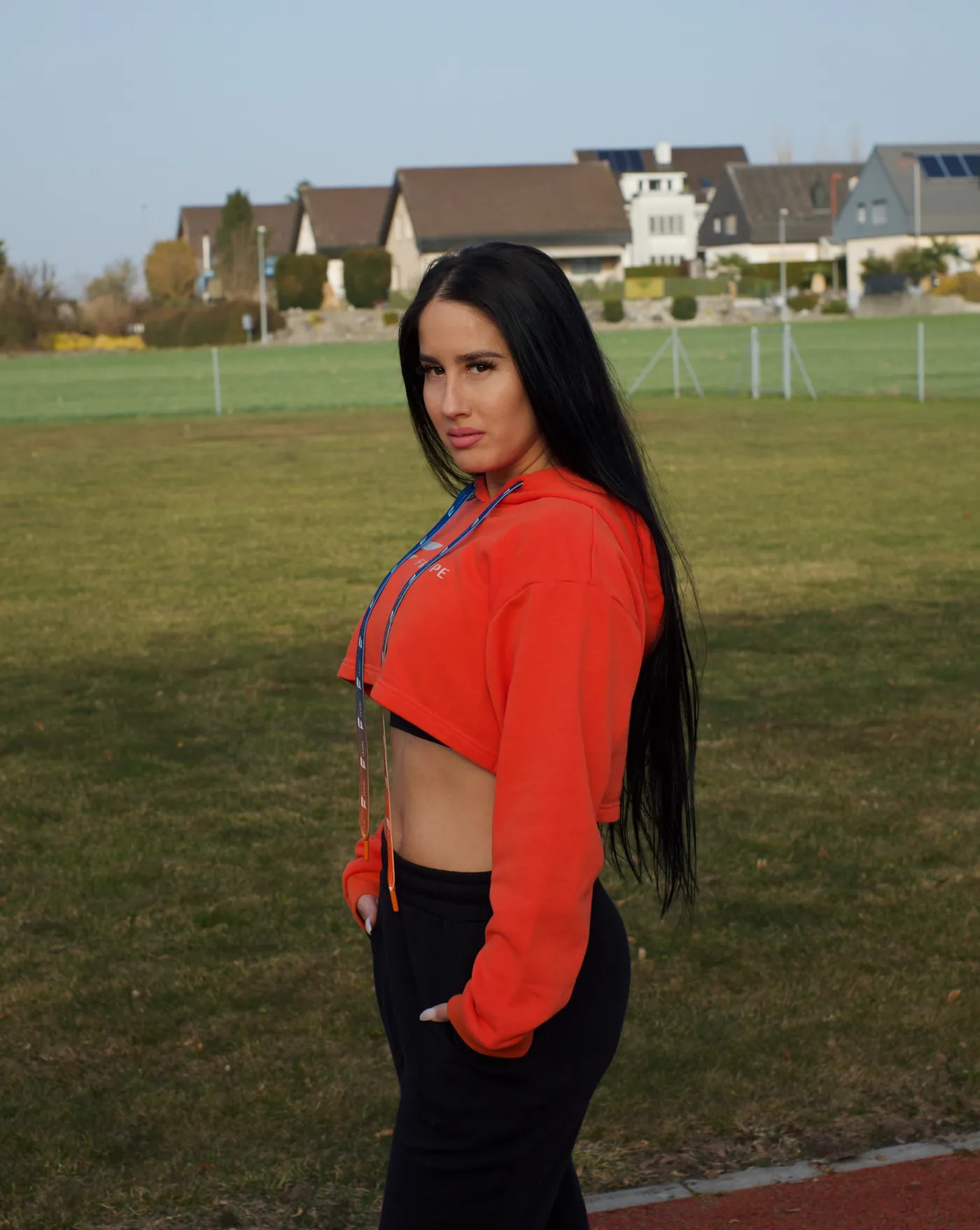 Spirit Crop Hoodie arancione, altra vista